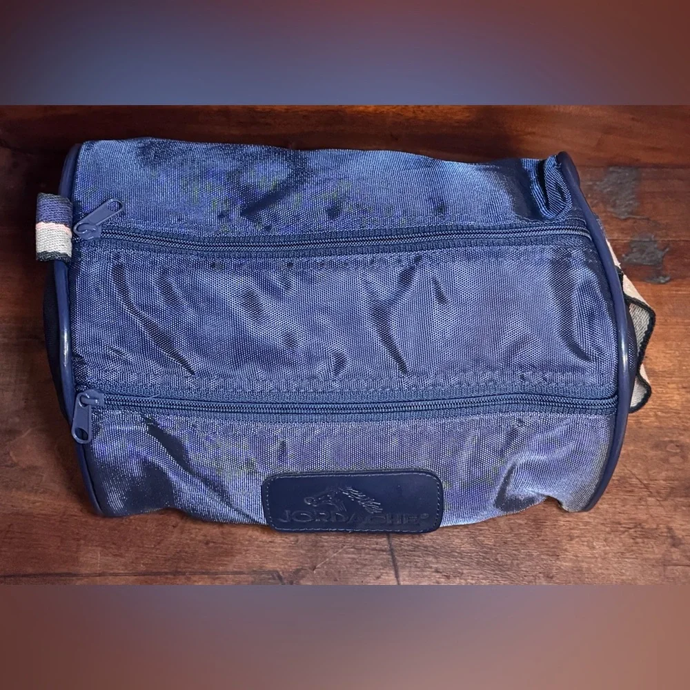 Vintage Jordache Micro Duffel Bag 2-Pocket Navy Blue Nylon 10x7x6”